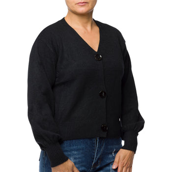 Cardigan corto nero da donna con chiusura a bottoni Swish Jeans, Abbigliamento Donna, SKU c811000110, Immagine 0